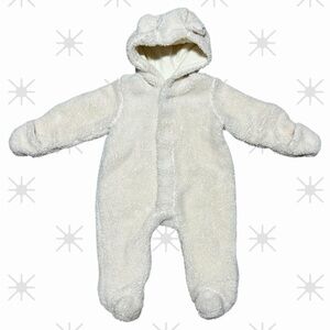 Magnetic Me Sherpa Baby Bear Bunting cream Hooded Footed One Piece Size 0-3